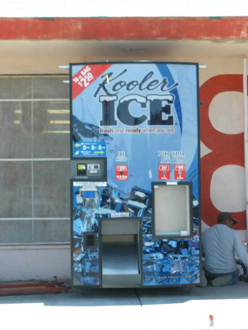Man sitting by ice machine