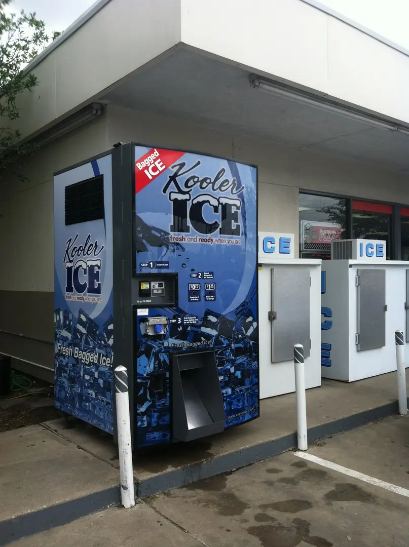 Ice vending machine outside a store